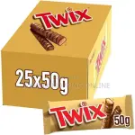 Twix, Chocolate Bar, 50 Grams Pack of 25